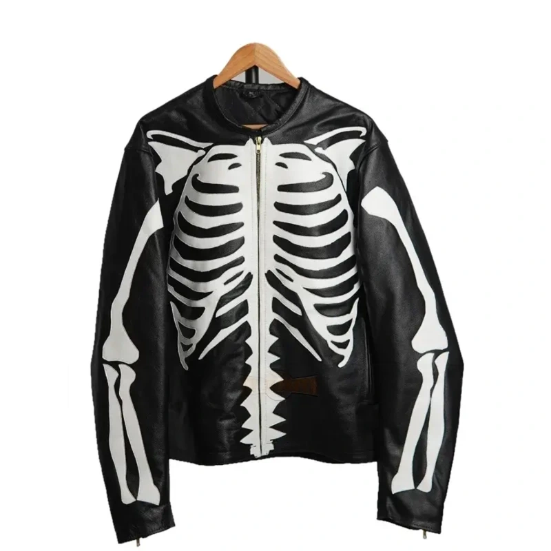 Men Skeleton Vanson Black Leather Jacket