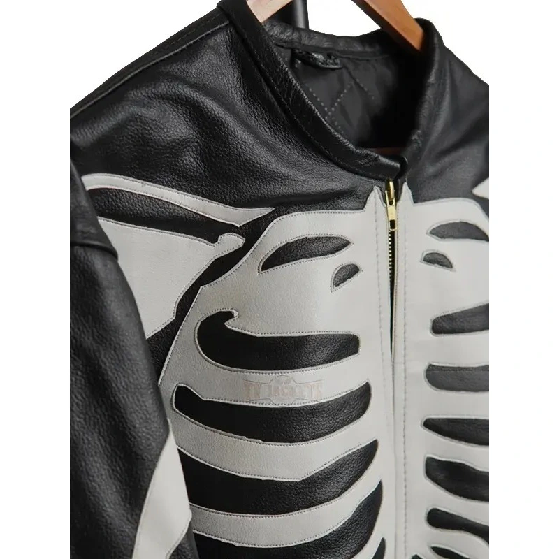 Men Skeleton Vanson Black Leather Jacket - Image 3