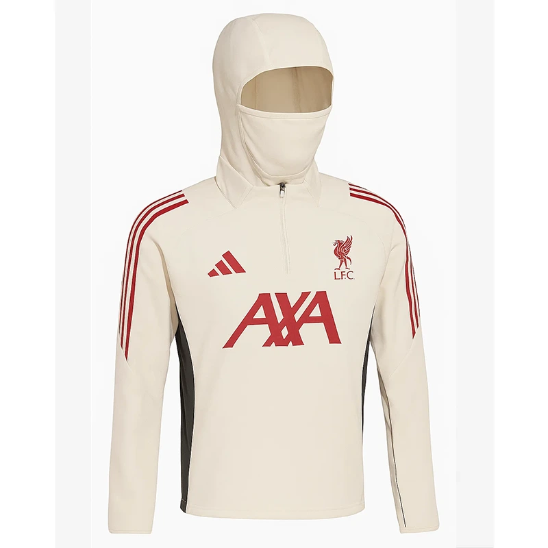 Mens Adidas LFC 25/26 Domestic White Hooded Top - Image 2