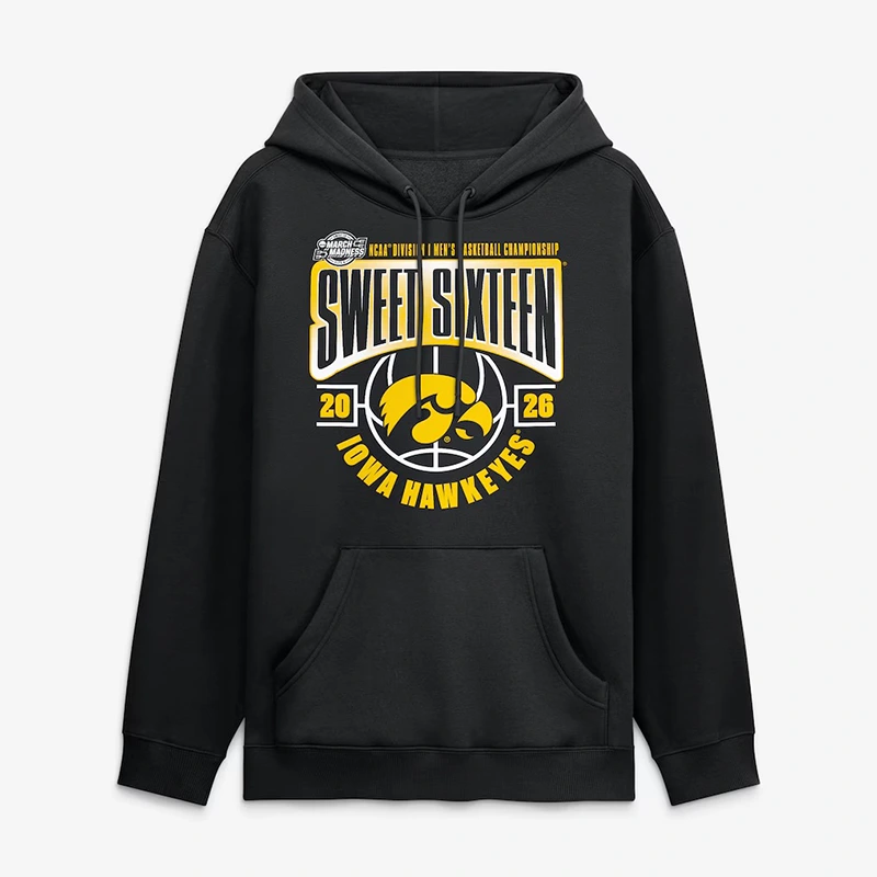 Men’s Black Iowa Hawkeyes 2026 NCAA Basketball Sweet 16 Hoodie