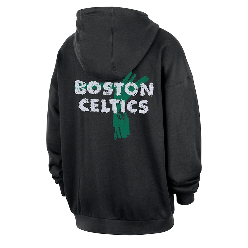 Men’s Boston Celtics Nike Black Courtside Club Premium Hoodie - Image 3