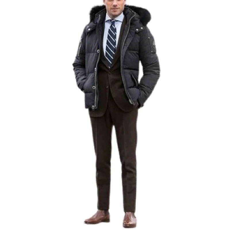 Men’s Charcoal Puffer Jacket - Image 2