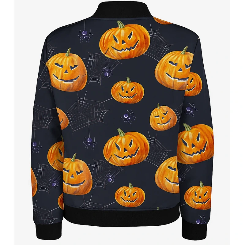 Mens Halloween Pumpkin Bomber Jacket - Image 2