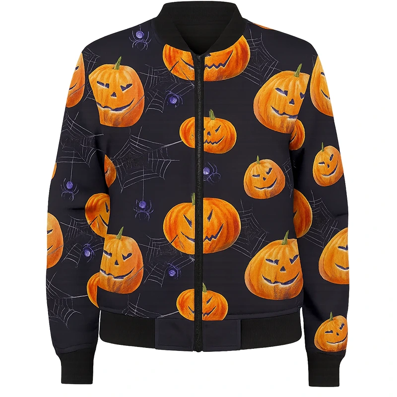 Mens Halloween Pumpkin Bomber Jacket
