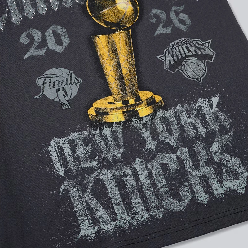 New York Knicks Nike 2026 NBA Finals Champions Authentic Locker Room Limited Edition On Court T-Shirt Gray - Image 5