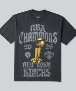New York Knicks Nike 2026 NBA Finals Champions Authentic Locker Room Limited Edition On Court T-Shirt Gray