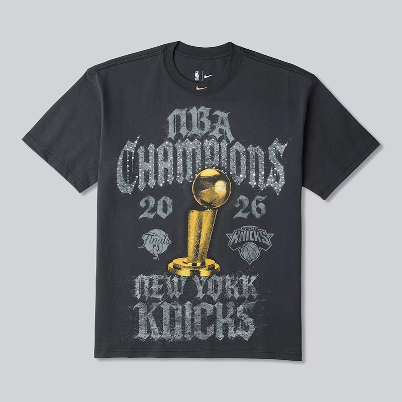 New York Knicks Nike 2026 NBA Finals Champions Authentic Locker Room Limited Edition On Court T-Shirt Gray