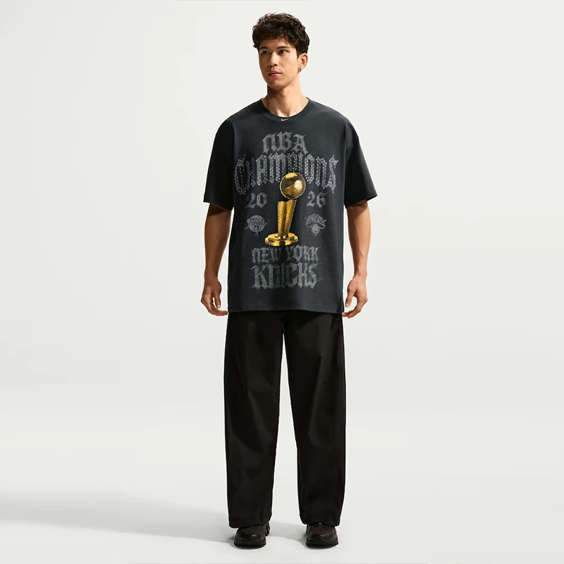 New York Knicks Nike 2026 NBA Finals Champions Authentic Locker Room Limited Edition On Court T-Shirt Gray - Image 9