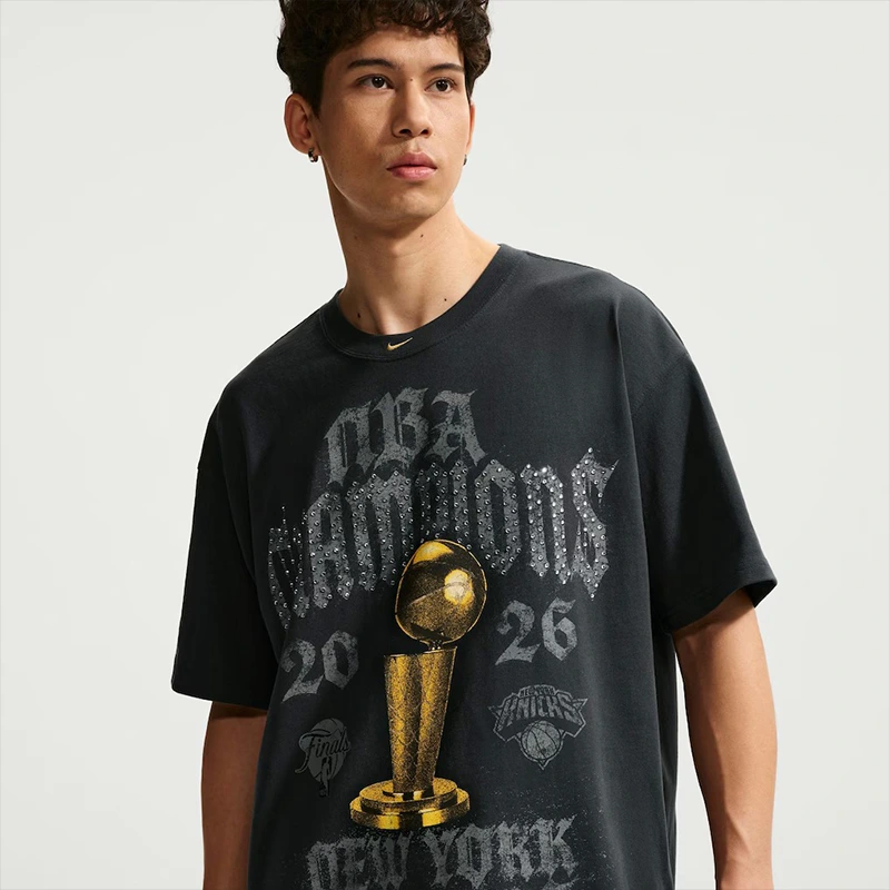 New York Knicks Nike 2026 NBA Finals Champions Authentic Locker Room Limited Edition On Court T-Shirt Gray - Image 10