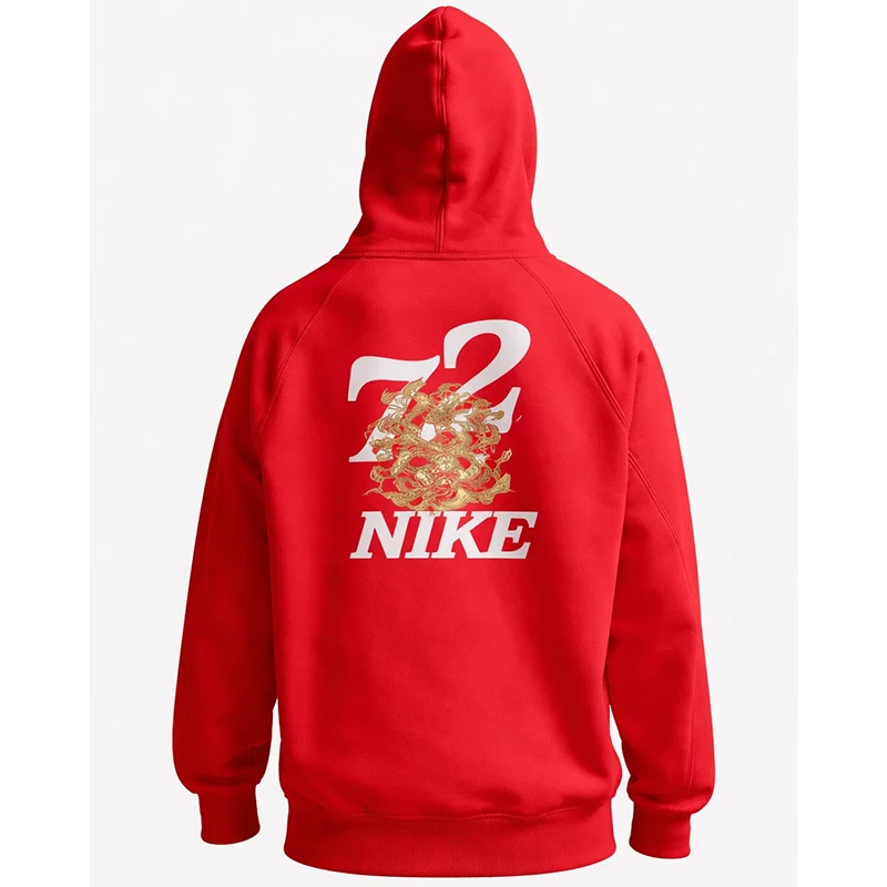Men’s Nike Sportswear LNY Fleece Red Hoodie - Image 2