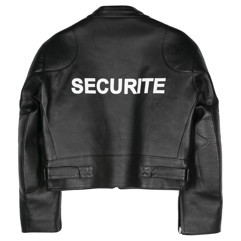 Mens Vetements Securite Black leather Jacket - Image 2