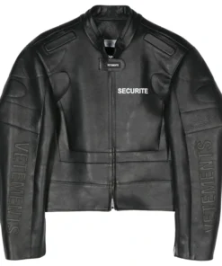 Mens Vetements Securite Black leather Jacket