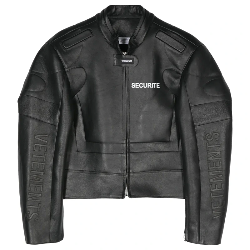 Mens Vetements Securite Black leather Jacket