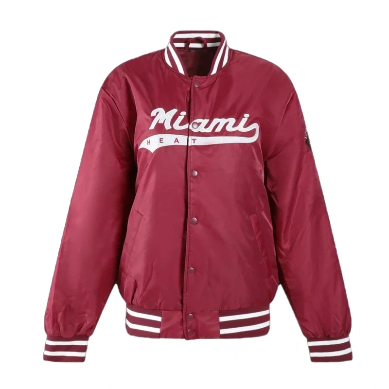 Miami Heat A Game Burgundy Varsity Satin Jacket