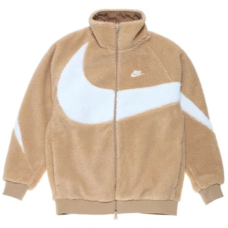 Nike Big Swoosh Reversible Boa Camel White Jacket