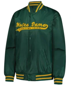 Notre Dame Fighting Irish A Game Green Varsity Satin Jacket