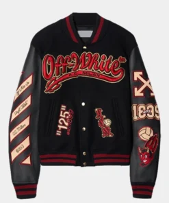 Off White AC Milan Black Varsity Jacket