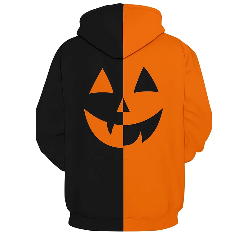 Pumpkin Head Black & Orange Hoodie - Image 2