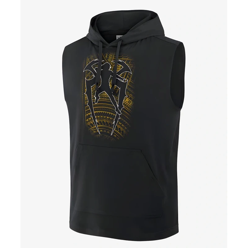 Roman Reigns Tribal Logo Sleeveless Black Hoodie - Image 2