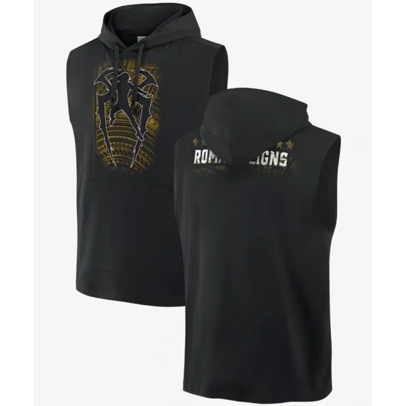 Roman Reigns Tribal Logo Sleeveless Black Hoodie