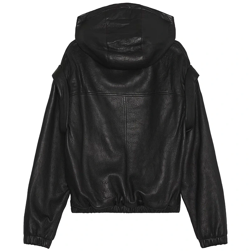 Saint Laurent Black Leather Hoodie - Image 2