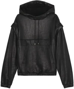 Saint Laurent Black Leather Hoodie