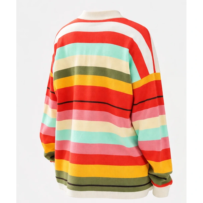 Shrinking Season 3 Christa Miller Rainbow Multicolor Striped Polo Sweatshirt - Image 2