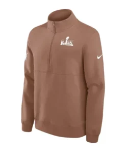 Super Bowl LX Crew Half-Zip Brown Sweatshirt