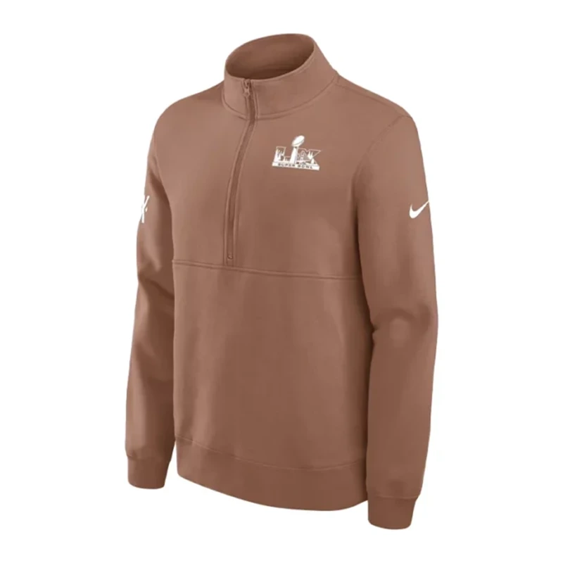 Super Bowl LX Crew Half-Zip Brown Sweatshirt