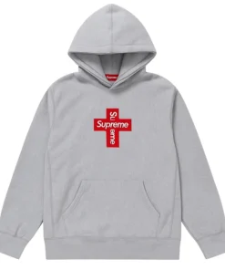 Supreme Cross Box Logo Gray Hoodie