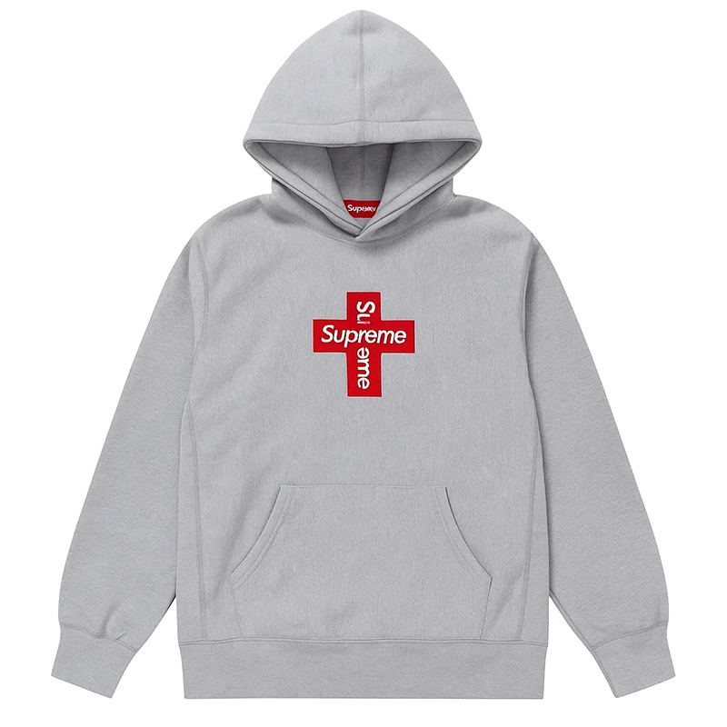 Supreme Cross Box Logo Gray Hoodie