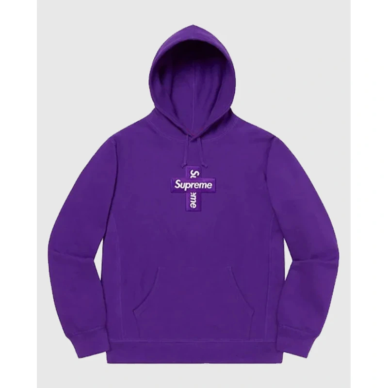 Supreme Cross Box Logo Purple Hoodie