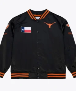 Texas Longhorns Double Clutch Lightweight Black Satin Jacket
