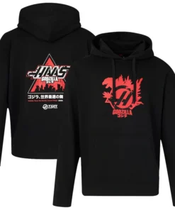 Unisex Haas X Godzilla Graphic Black Hoodie