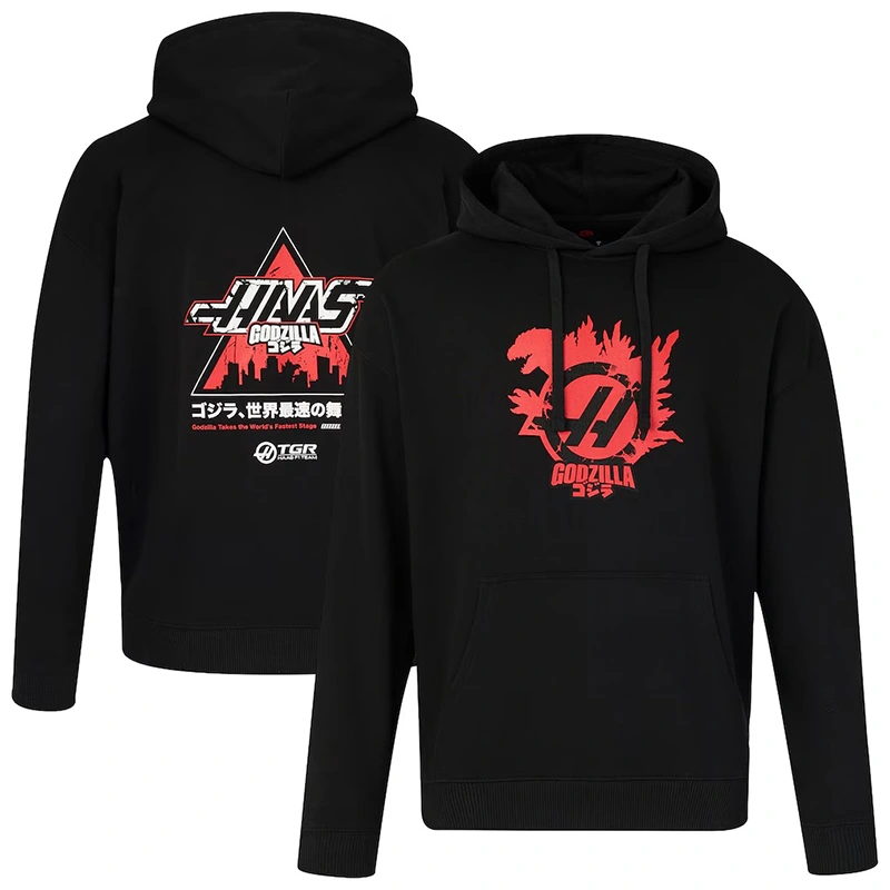 Unisex Haas X Godzilla Graphic Black Hoodie