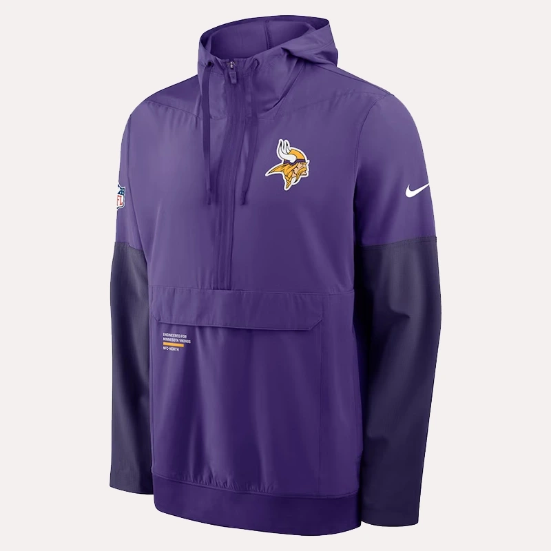 Vikings Nike Sideline Anorak Hoodie Jacket - Image 2