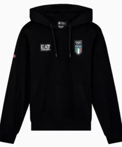 Winter Olympics 2026 Team Italy EA7 Emporio Armani Black Hoodie