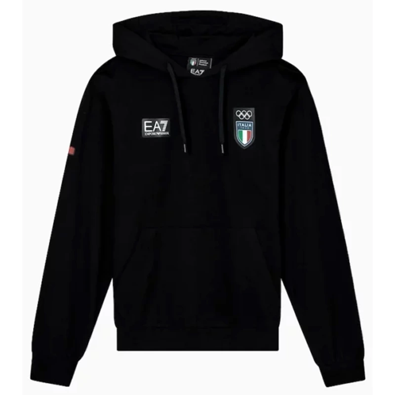 Winter Olympics 2026 Team Italy EA7 Emporio Armani Black Hoodie