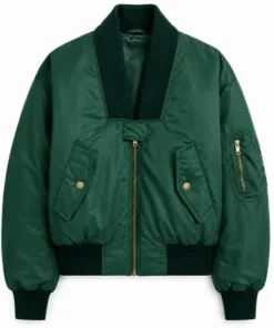 Women Oversized Technical Satin Bomber Jacket