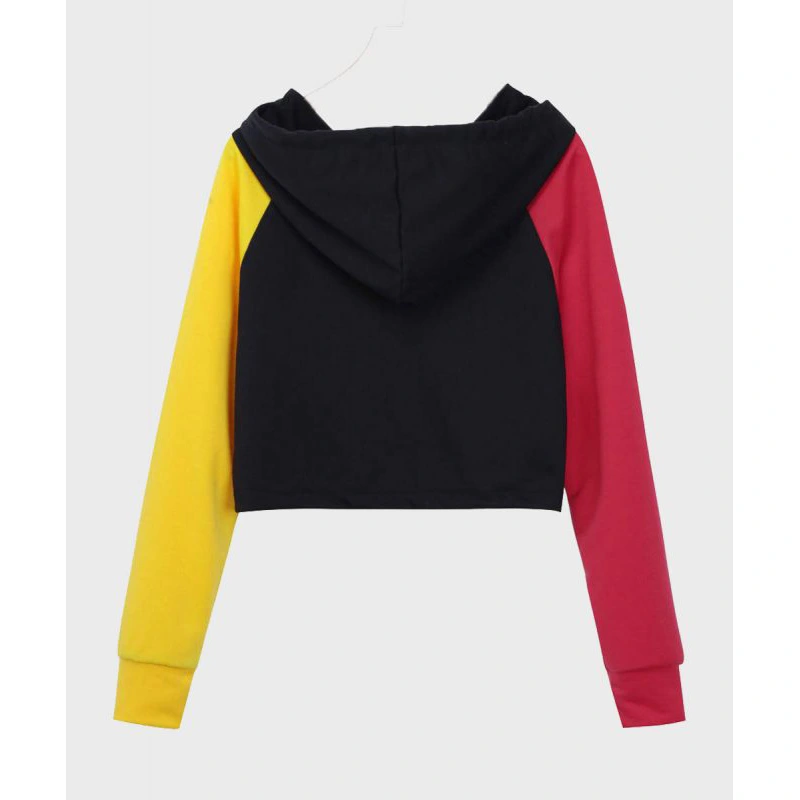 Womens Colorblock Cropped Pullover Hoodie - Image 2
