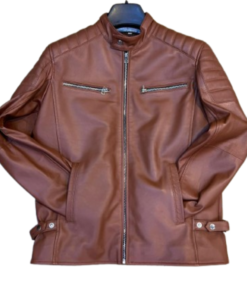Men's Classic Brown Cafe Racer Leather Jacket