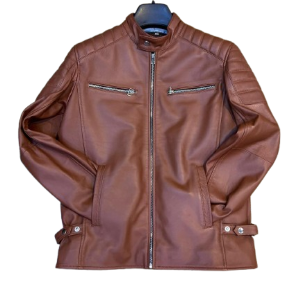 Men's Classic Brown Cafe Racer Leather Jacket