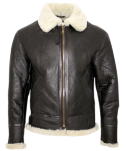 Men's Cream B3 Shearling Sheepskin Leather Flying Aviator Jacket