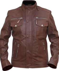 Men's Cafe Racer Leather Brown Jacket DESIGN FBM