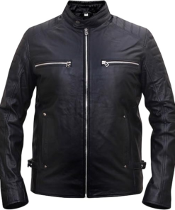 Men's Cafe Racer Leather Black Jacket Design