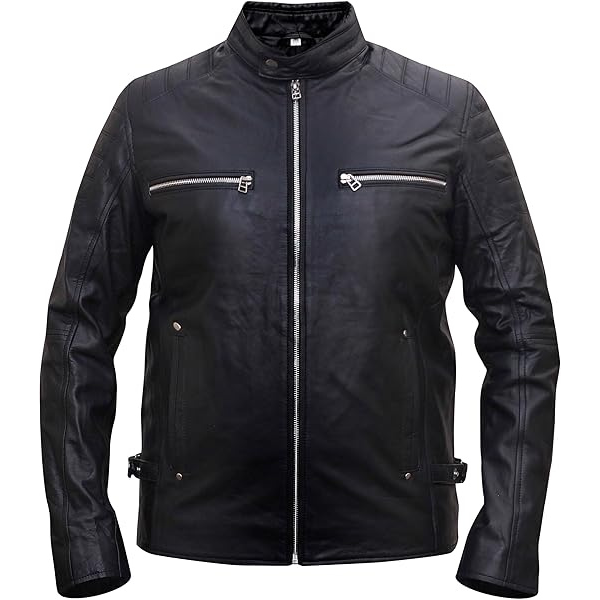 Men's Cafe Racer Leather Black Jacket Design