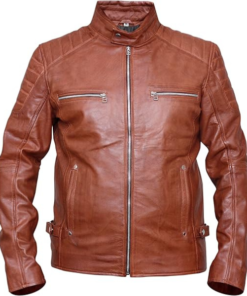 Men's Cafe Racer Leather Brown Jacket