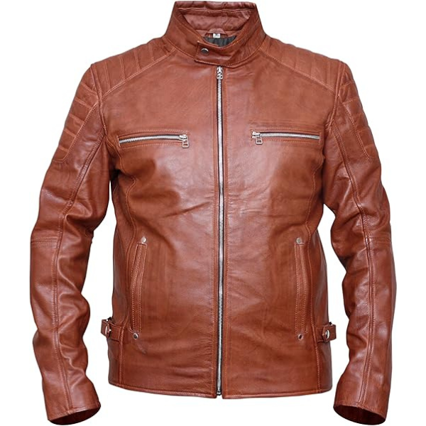 Men's Cafe Racer Leather Brown Jacket