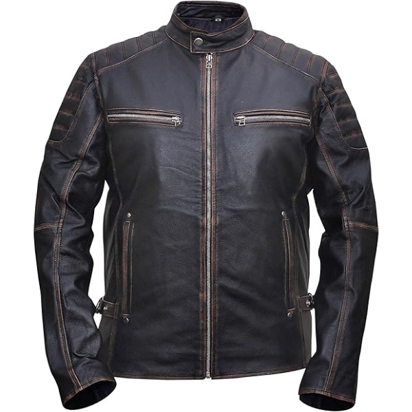 Brown Rub Off Shaded Designer Brown Real Leather Jacket - Image 2