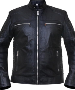 Men's Cafe Racer Black Leather Jacket